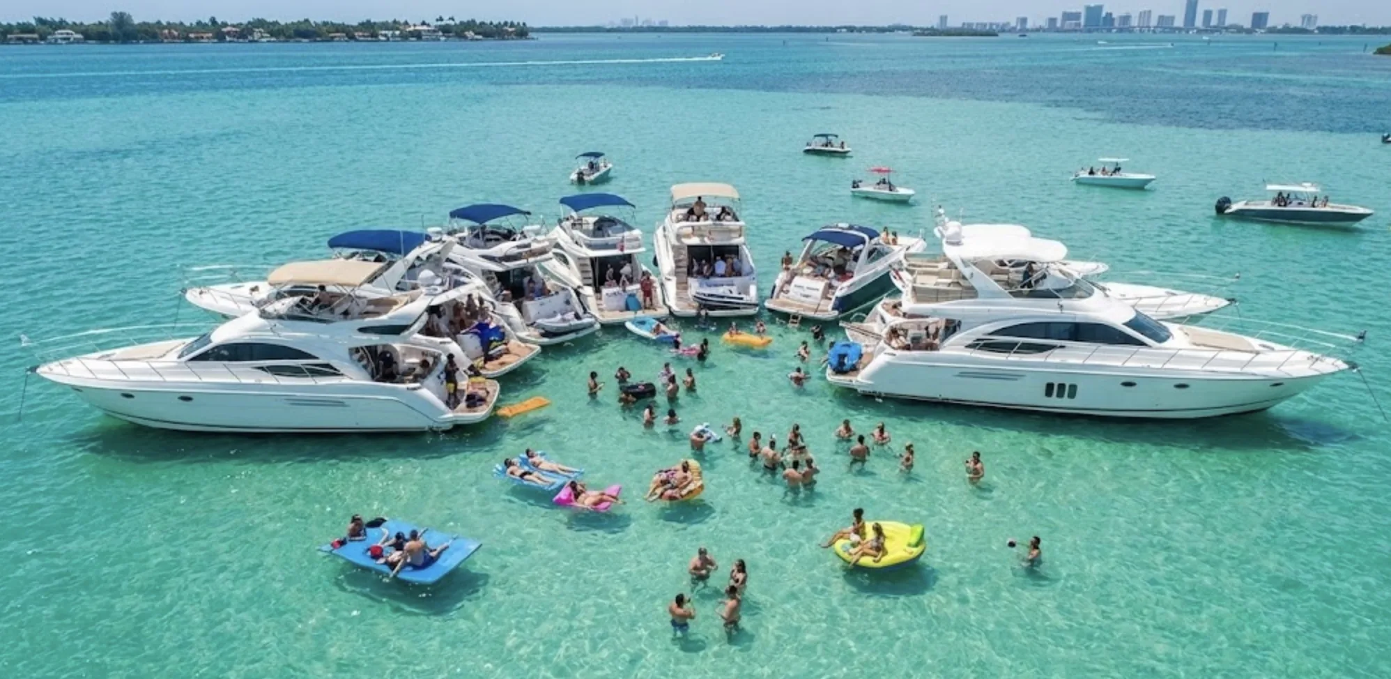 Aerial view of yacht rental Miami for parties